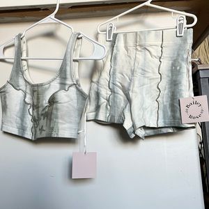 BAILEY ROSE GREEN/WHITE TIE-DYE SEAMED 2-PIECE SET